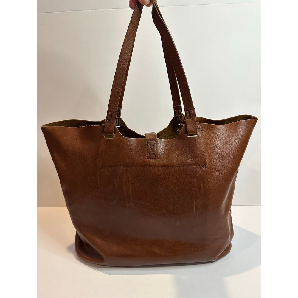 Madewell Marin Slouchy Leather Tote Bag Brown 14x15x7 Minimalist Everyday Bag - Picture 2 of 15